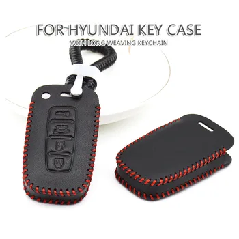 

Leather Car Accessories Key Case Cover For Hyundai I10 I20 I40 I30 Hb20 Veloster IX20 IX35 Creta Tucson Solaris Kona Sonata Key