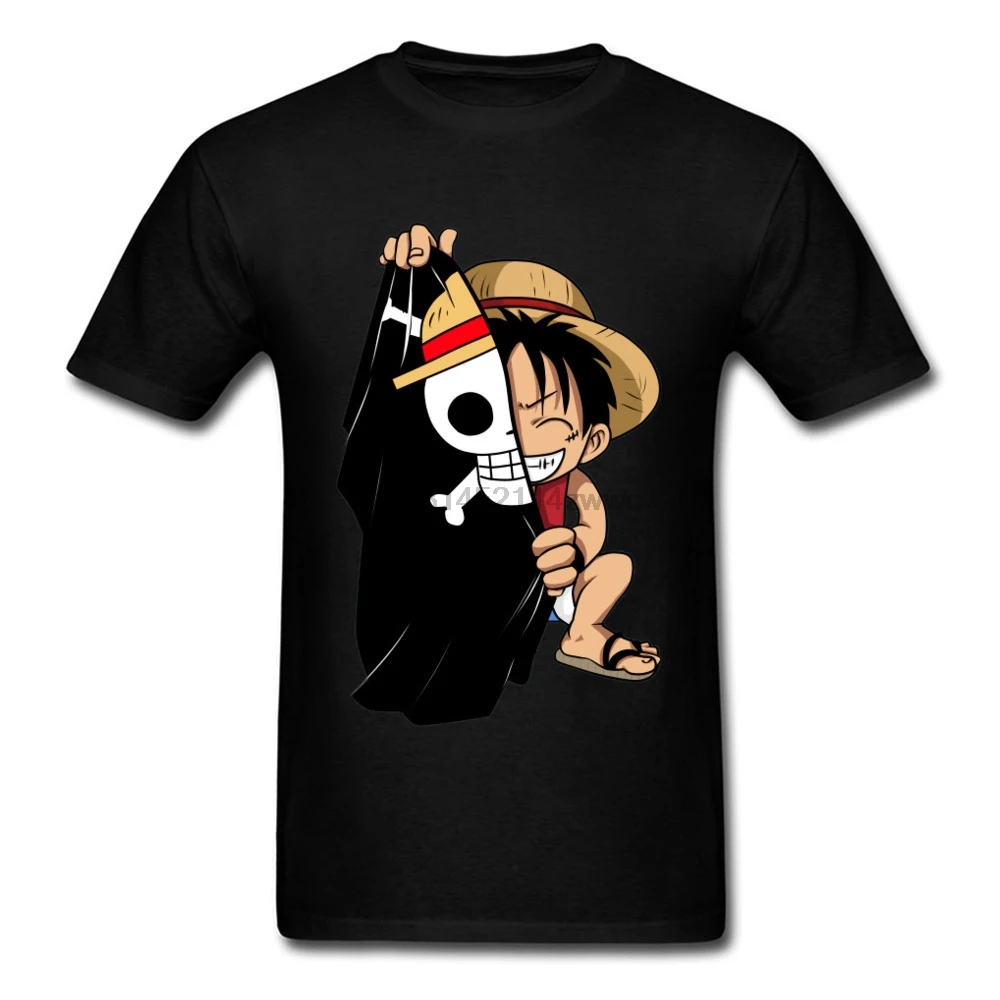 Little Luffy T-shirt Men One Piece Tops Pirate Flag Print Tee Zoro Cool T Shirt 3D2Y Agreement Tshirt Anime Family Streetwear XS |