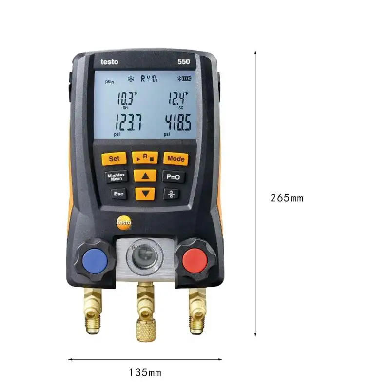 Testo 549/550 цифровой манометр холодильного воздуха Манометр для манометр коллектора хладагента набор 2 шт. Зажим Зонды инструмент