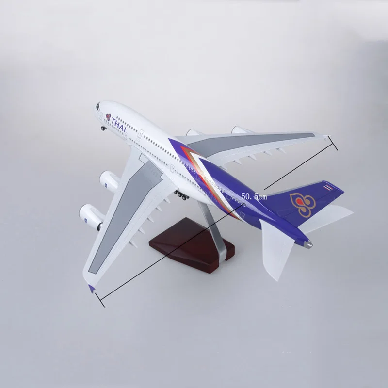 1/160 масштаб самолета Airbus A380 Таиланд Тайская авиакомпания модель с светильник литой смоляной Воздушный самолет коллекция детский подарок на день рождения