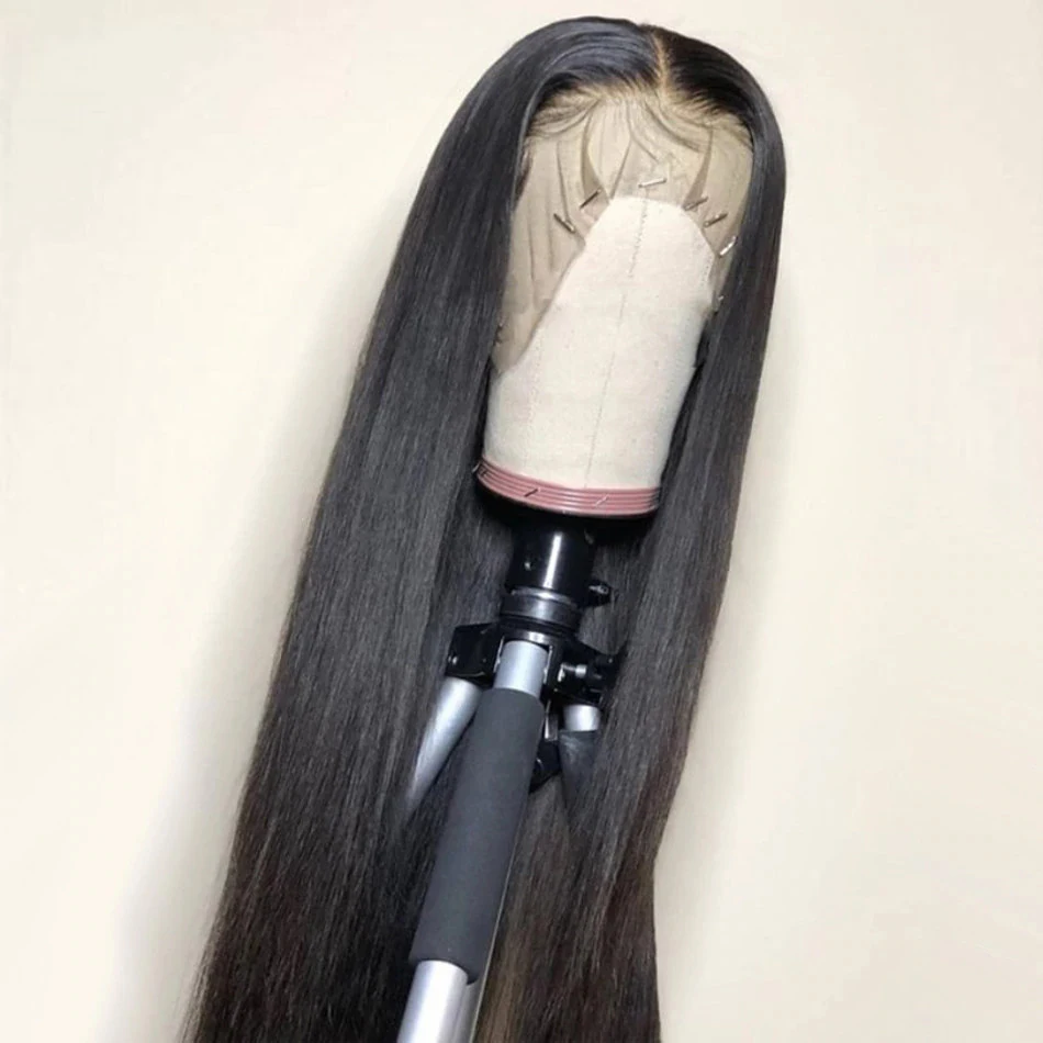 Бразильский прямо кружева фронтальной парики 13x6 кружева фронтальной парик с для волос предварительно накладка из волос линия для черный