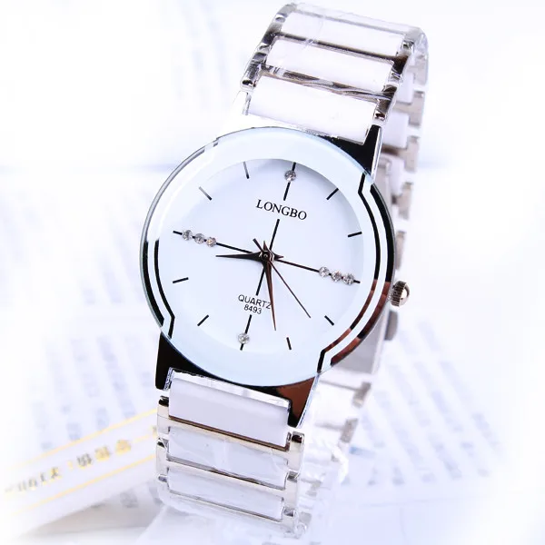 Бренд Longbo Ceramice платье леди подарок водонепроницаемые Роскошные часы качество наручные часы женские кварцевые изысканные наручные часы в деловом стиле - Цвет: White Silver Man