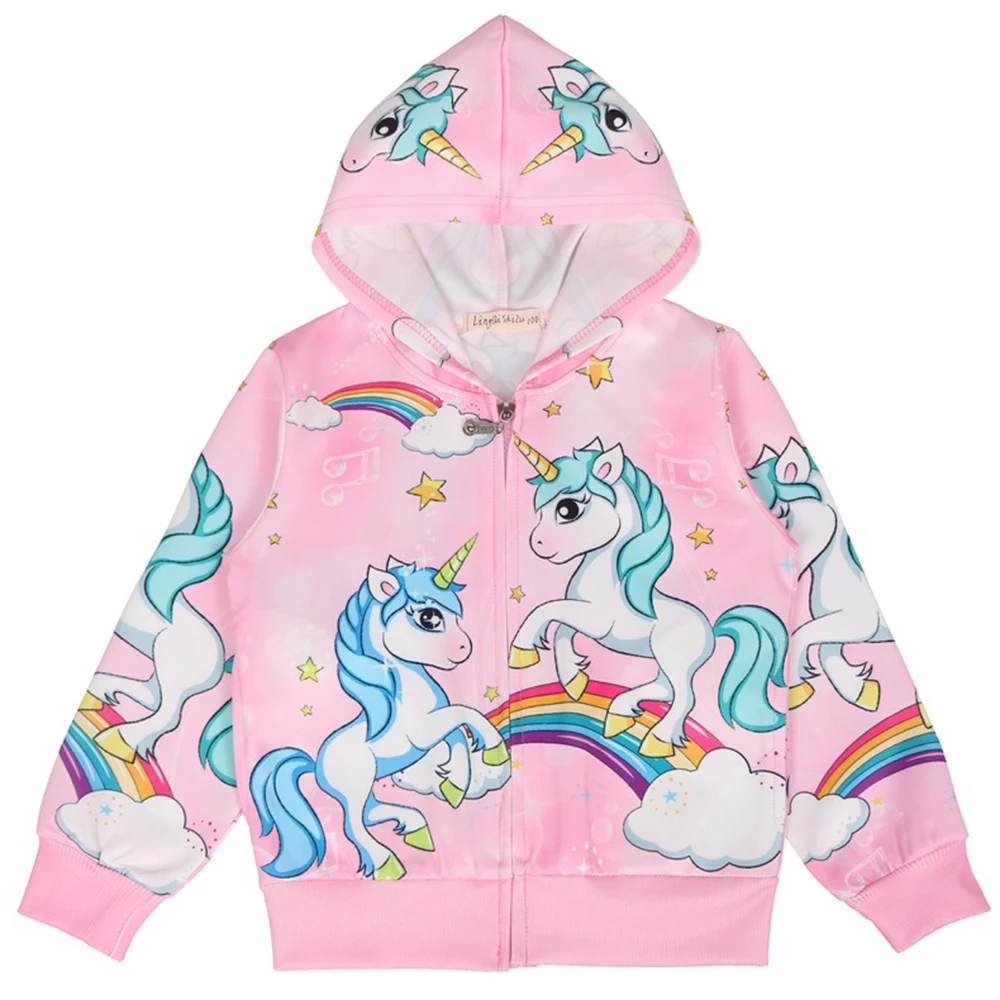 Милые куртки для девочек с рисунком единорога; детская куртка с изображением Маленького Пони; сезон весна-осень; хлопковые толстовки для девочек; детская одежда на молнии с длинными рукавами