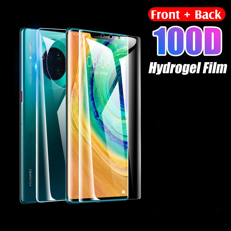 100D Передняя пленка задняя крышка Гидрогелевая для huawei mate 20 30 Pro Защита экрана X Lite