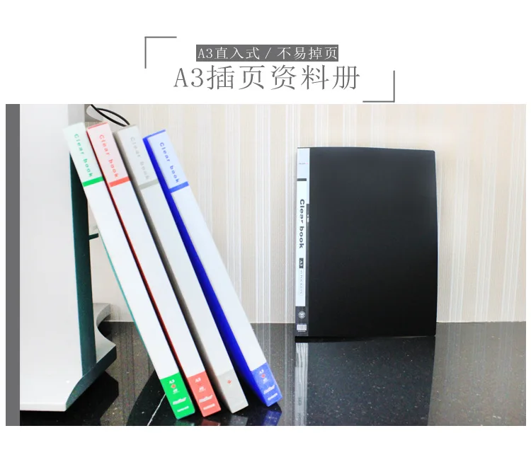A3 Transparent Info Booklet 8K Drawings Book 8 Open Folder Album of Painting Clip-Painting Storage Bag 40 60 Page Customizable P