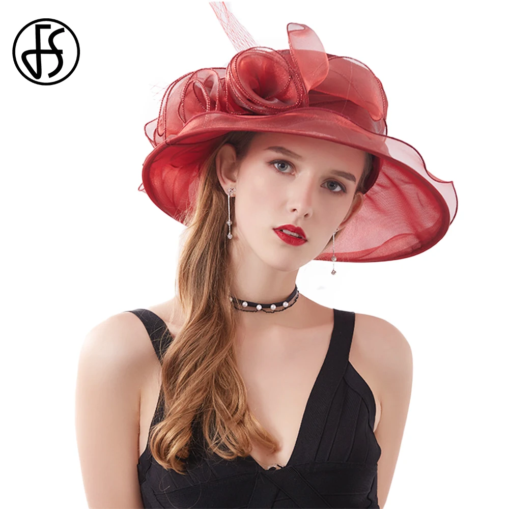 Женская Формальная шляпка Кентукки шляпа котелок FS Элегантная с широкими полями