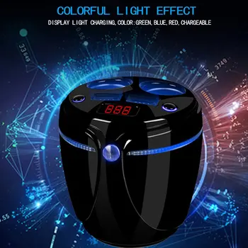 

Multifunction Car Charger Cup Holder With LED Display Glowing Dual USB Cigaretter Lighter Sockets Power Adapter For Phone