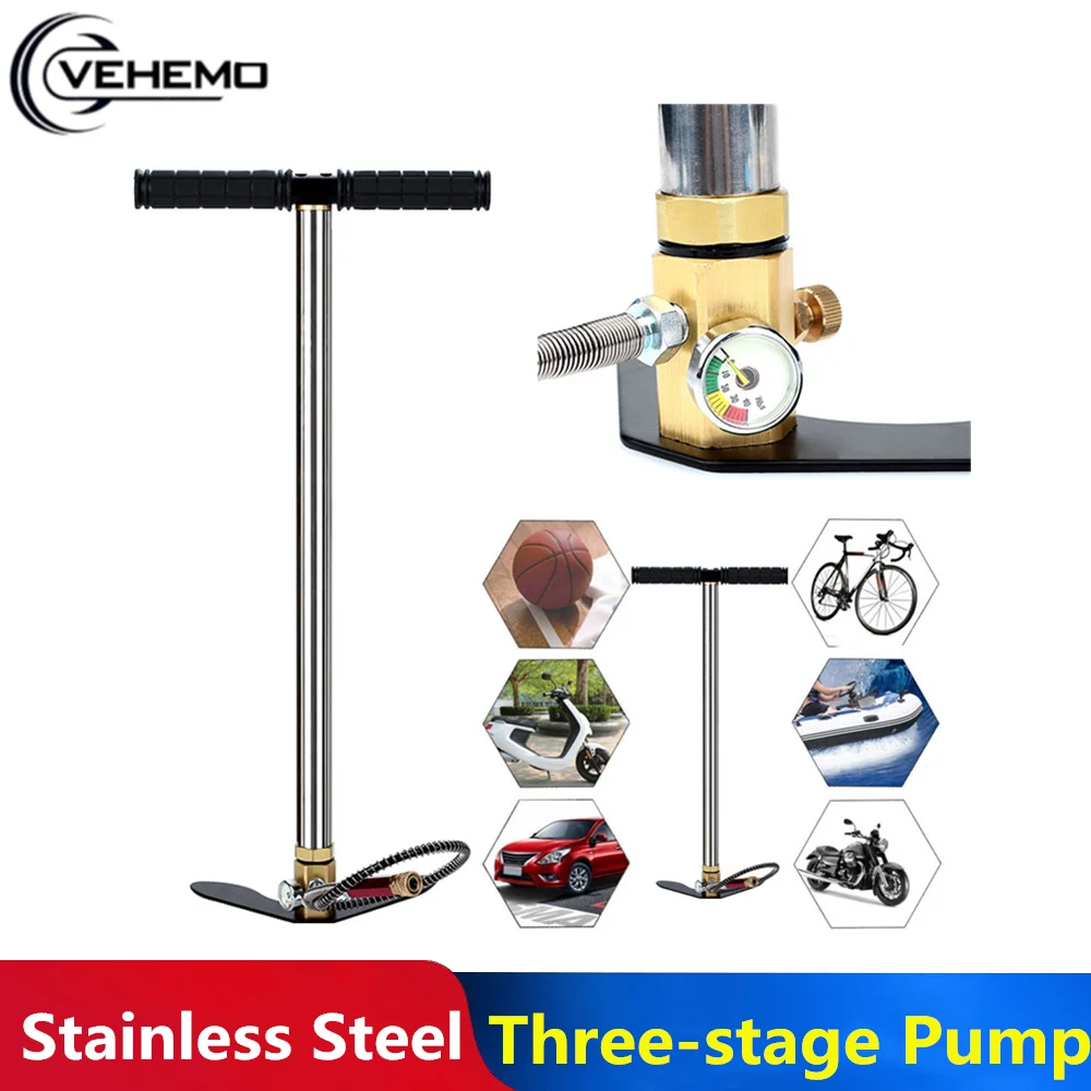 

Portable Auto Tyre Pump 4000PSI High Pressure Three-stage Pump Tungsten Stainless Steel Floor Water-Cooled Manual Air Pump