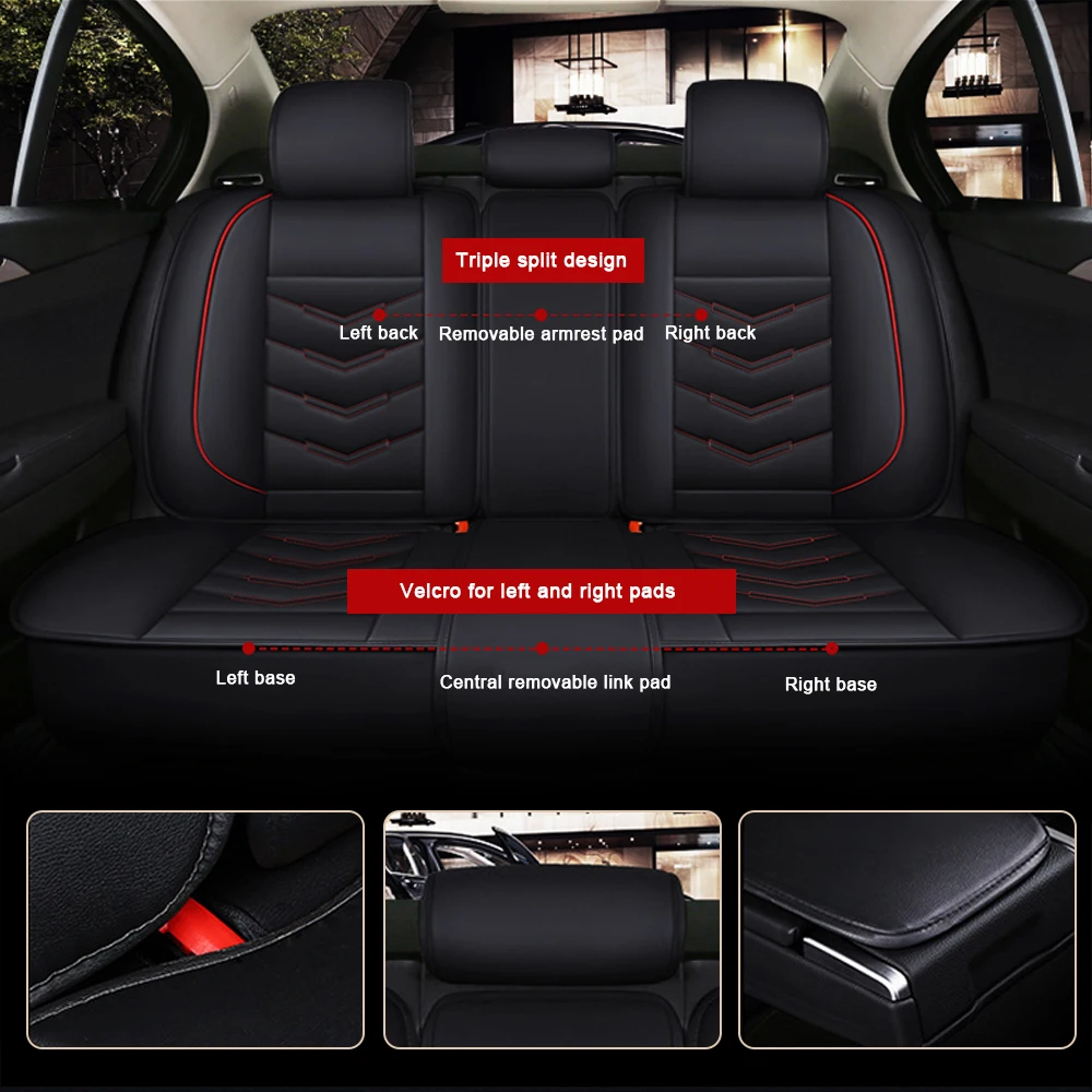 Auto Sitzbezüge Sitzauflage für Mazda CX-3 CX-5 CX-7 Schwarz PU Leder