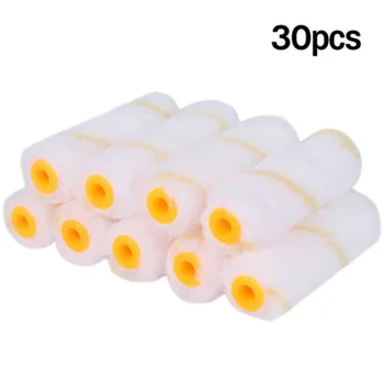 

30Pcs /lot 4Inch 100mm Paint Roller Mini Paint Runner Roller Brush Edger Trim Roller Core Polyester Fiber Washable Reusable