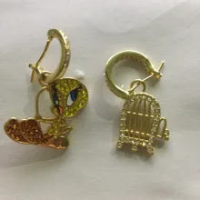 Мэнди [] Руни медведь канарейки шикарная птичья клетка женские дикие Мультяшные сережки 5487637 ювелирные изделия лучший подарок для девушки