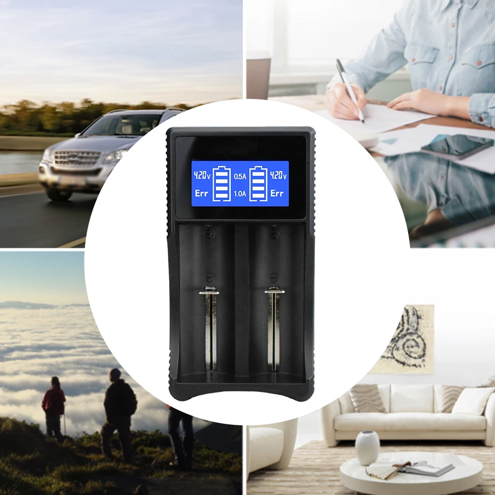 Универсальное интеллектуальное зарядное устройство с двумя слотами, usb-порт, держатель, ЖК-дисплей, портативный, офисный, электронный, для 18650 26650