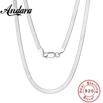 New 925 Sterling Silver Necklace 4mm Blade Chain Snake Bone Necklace 45cm/50Cm/60cm Necklace Jewelry Gift