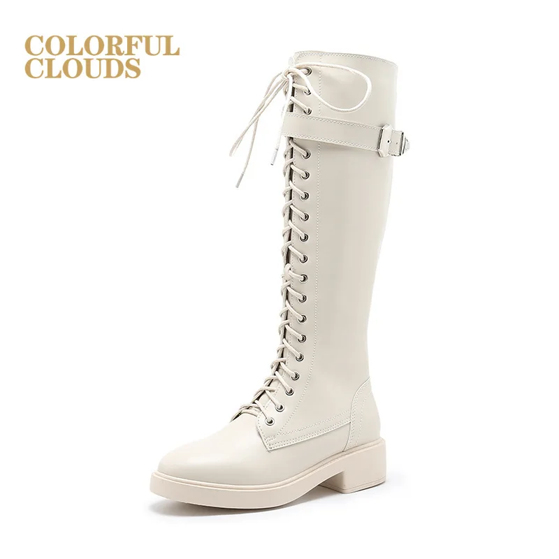 

Thin and thin boots 2019 autumn and winter new Martin boots lace-up zipper high boots flat bottom knee-high knight boots