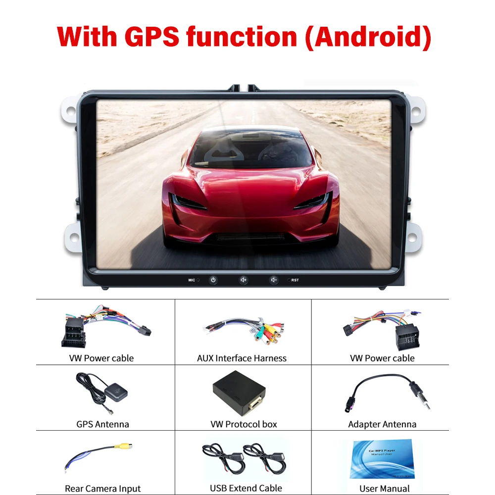 LeeKooLuu 2 Din Android Автомагнитола без DVD для VW/Volkswagen/Golf/Polo/Passat/b7/b6/SEAT/leon/Skoda 2Din Авторадио gps опционально - Цвет: With GPS Android