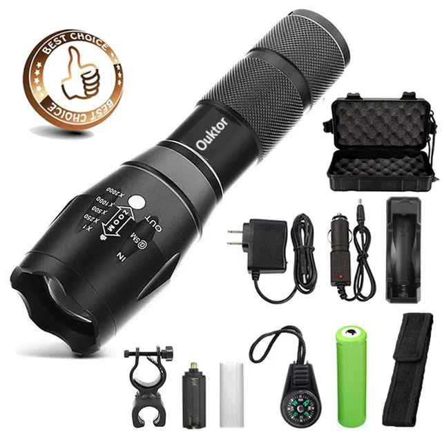 XML LED Flashlight 12000LM Focus T6 5Modes Flashlight Torch Lamp Nightlight Top