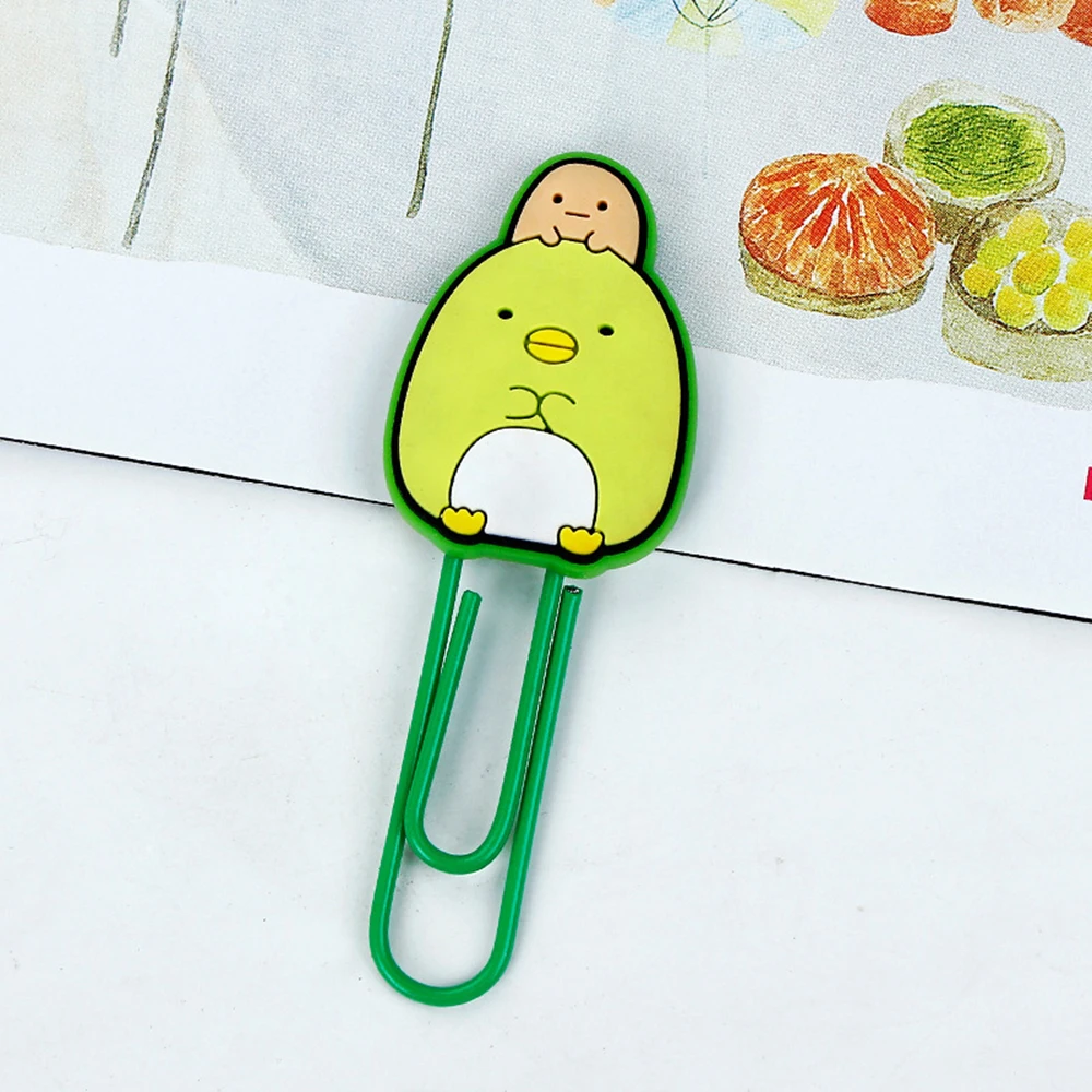 Зеленый 3 шт. Sumikko Gurashi милые Мультяшные силиконовые бумажные иглы скрепки для фото зажимы для заметок канцелярские принадлежности - Цвет: Зеленый