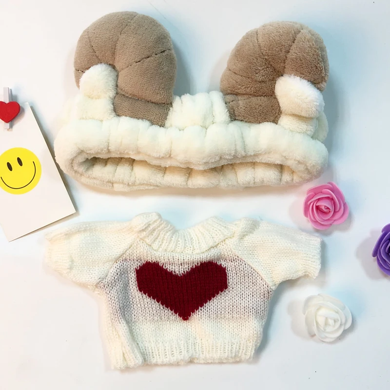 Милая Одежда для кукол, аксессуары для волос Kawaii, для девочек, повязка для волос, для мытья лица, для бега, для макияжа, LaLafanfan, кафе, утка, плюшевая игрушка, подарки для девочек - Цвет: white love