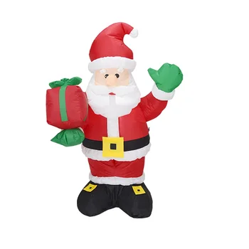 

4.4 Ft Christmas Inflatables Santa Claus Holding Gift Box with LED Lights Christmas Outdoor Yard Decoration