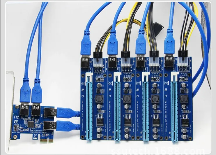 

USB3.0 PCI-E PCIE Express 1x to four 16x extended Extension cord mining Conversion wire SATA 15pin Male to 6P Power Cable