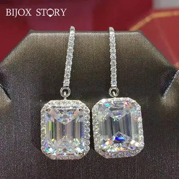 

BIJOX STORY Charms Earrings for Female Luxury 925 Sterling Silver Jewelry with AAA Zircon Gemstone Drop Earring for Wedding Gift