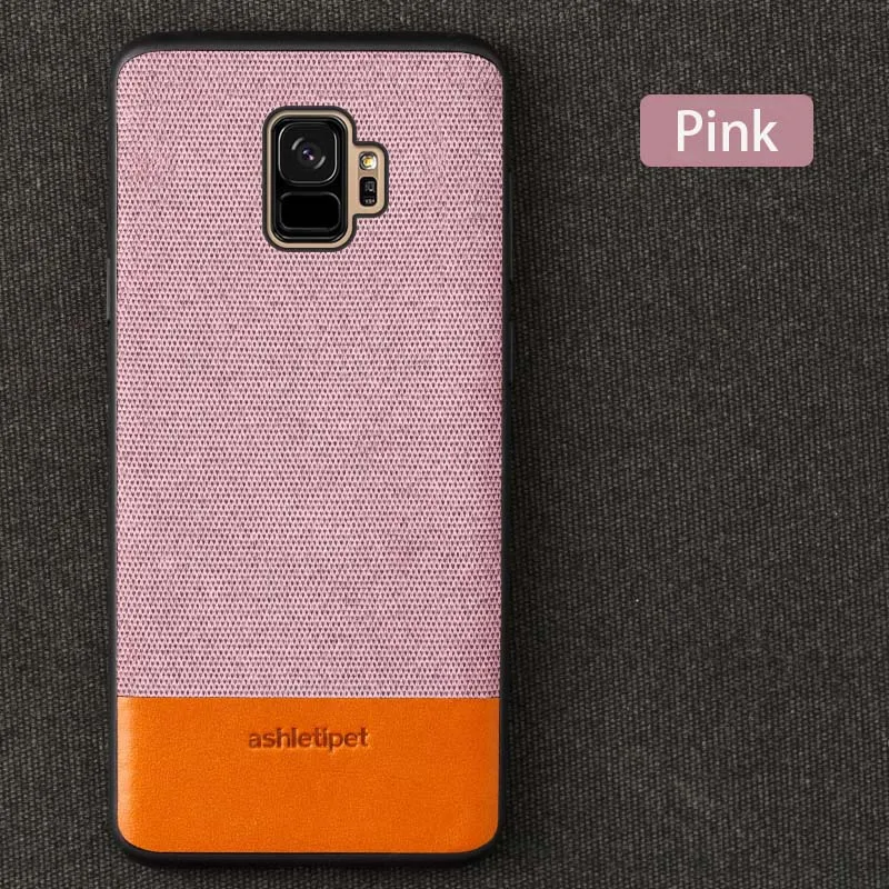 Ткань с вышивкой из воловьей кожи, чехол для телефона для samsung Galaxy S10 s9 s8 Plus s7 s10 E Крышка для a50 a70 a80 a30 a9 a8 a7 Примечание; размеры 9 и 10 - Цвет: Розовый