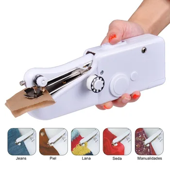 

Portable Mini Household Hand Sewing Machine Simple Quick Stitch Sew Clothes Fabrics Electronic Needlework Sewing Tool