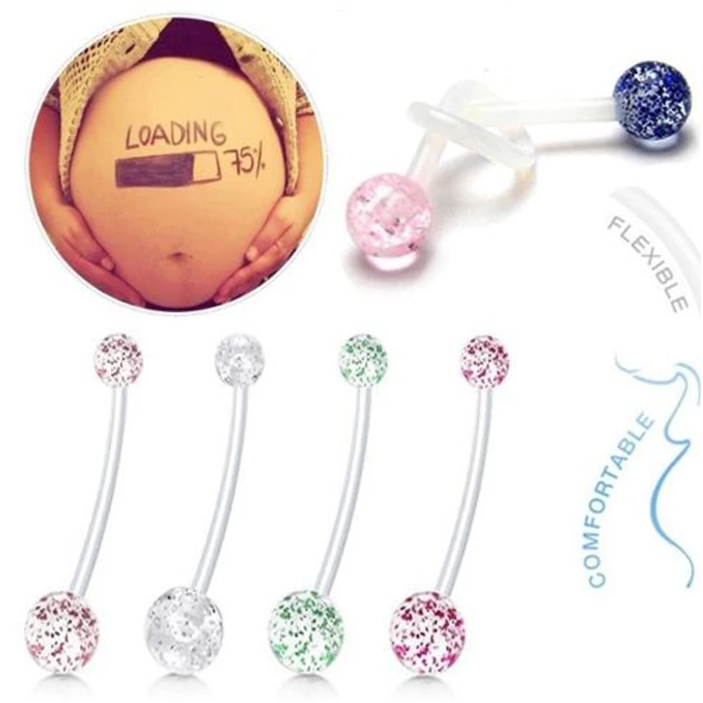 Piercing 4pcs Multi Color Flexible Clear Navel Rings Pregnant Woman