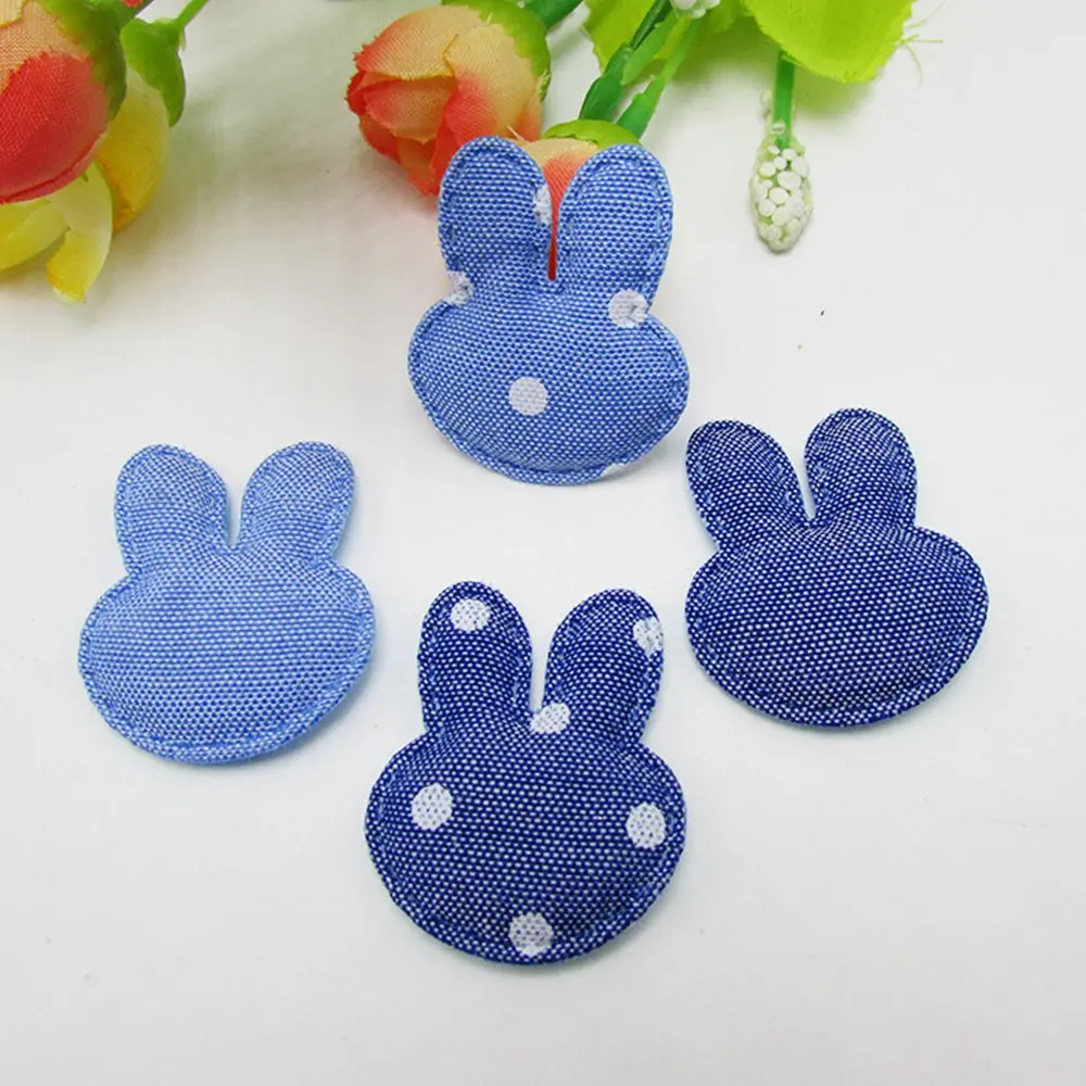 

200pcs/lot Fabric Rabbit head Easter bunny padded patches for headwear ornament dress DIY accessories