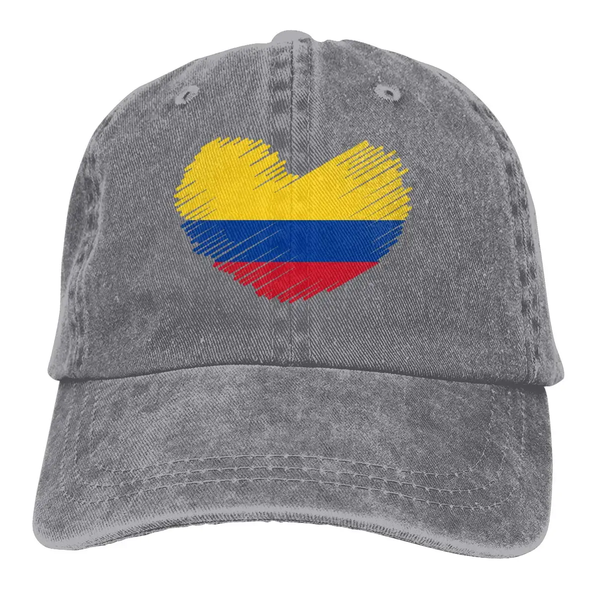Мужская или женская Регулируемая ВИНТАЖНАЯ ДЖИНСОВАЯ бейсболка с флагом в форме сердца, Кепка водителя грузовика