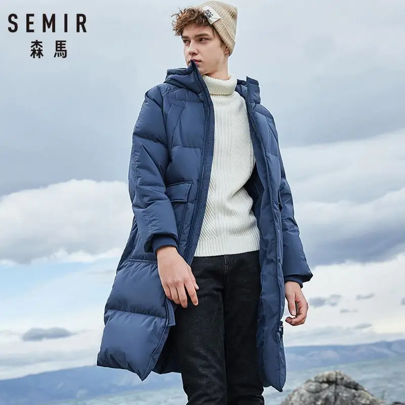 SEMIR новая одежда зимняя куртка мужская деловая длинная толстая зимняя куртка мужская однотонная модная верхняя одежда теплое длинное пальто