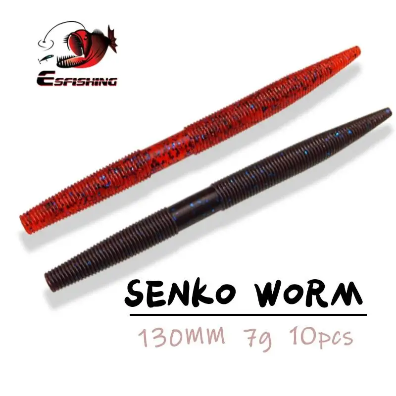 ESFISHING Soft Bait Senko Worm 130mm 10pcs Stick Worm Baits Leurre Souple Wobblers For All Fish Pesca Bass Fishing Lure 10pcs crawfish larva soft bait 5cm 2g jigs wobblers fishy smell worm silicone fishing lure sea bass for carp artificial swimbait