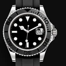 

Automatische Mechanische Mannen Horloge 40Mm Keramische Bezel Zwart Rubber Rvs Saffier Rose Goud Zilver