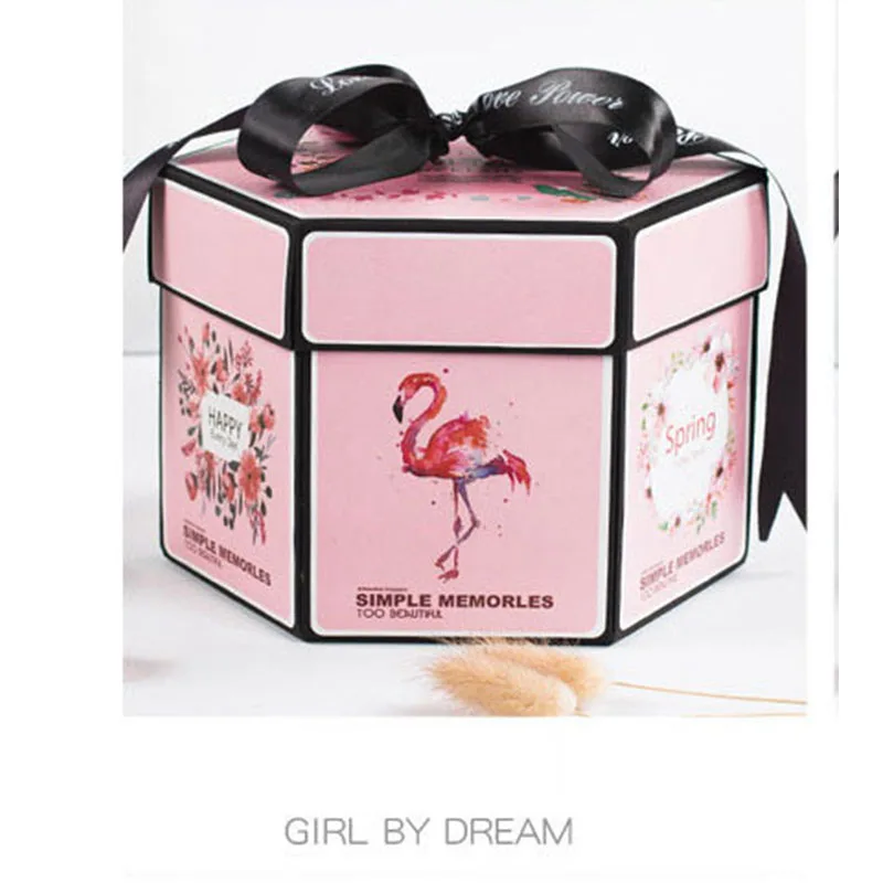 girl by dream Подарочные коробки на День святого Валентина, шестигранная Подарочная коробка, взрывная коробка с сюрпризом, ручная работа, скрапбук, фотоальбом, Свадебный для Рождества - Цвет: girl by dream