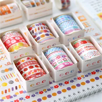 

3pcs Kawaii Washi Tape Set Cute Color Pattern Basic Lattice Flower Diary Border Decorative Masking Tape Stickers Scrapbooking