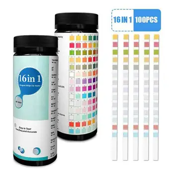 

100 PCS 16-In-1 Swimming Pool PH Test Paper Residual Chlorine PH Value Alkalinity Hardness Test Strip For PH, Alkalinity