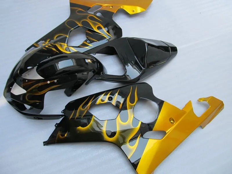 Набор обтекателей мотоцикла для GSXR600 750 K4 04 05 GSXR 600 GSXR750 2004 2005 Golden flames black Обтекатели