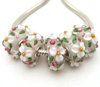 

YG83 5X 100% Authenticity S925 Sterling Silver Beads Murano Glassbeads beads Fit European Charms Bracelet diy jewelry Lamp-work