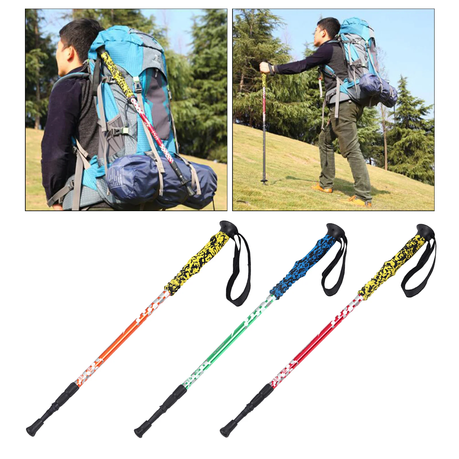 Ultralight Aluminum Alloy 3 Sections Telescopic Walking Stick