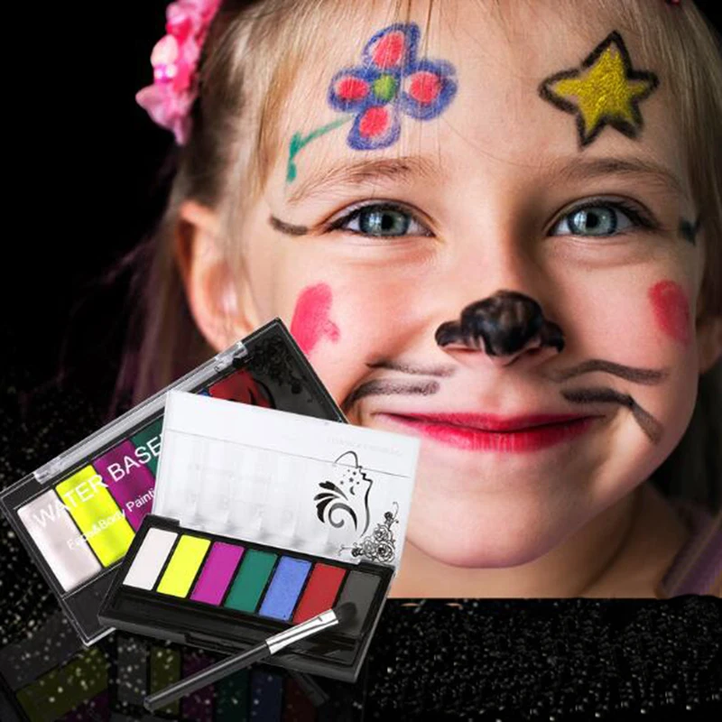 7 Kleuren Water Oplosbare Gezicht Lichaam Verf Olieverf Art Gebruik In Party Fancy Dress Beauty