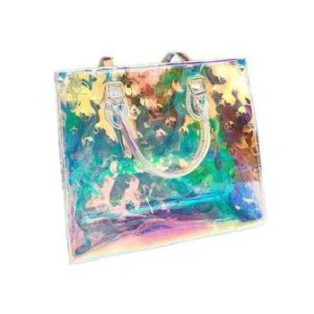 

Laser Transparent Shopping Bag Reflective Magic Color One-shoulder Female PVC Jelly Portable Fitness Beach Swimming Beach Bag