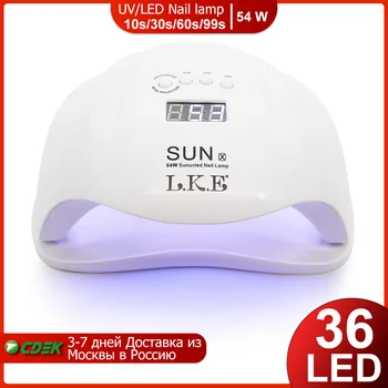 

LKE 54W Nail Dryer Machine UV LED Lamp for Nails Gel Polish Curing Lamp with Bottom 30/60/99s Timer LCD Display Manicure