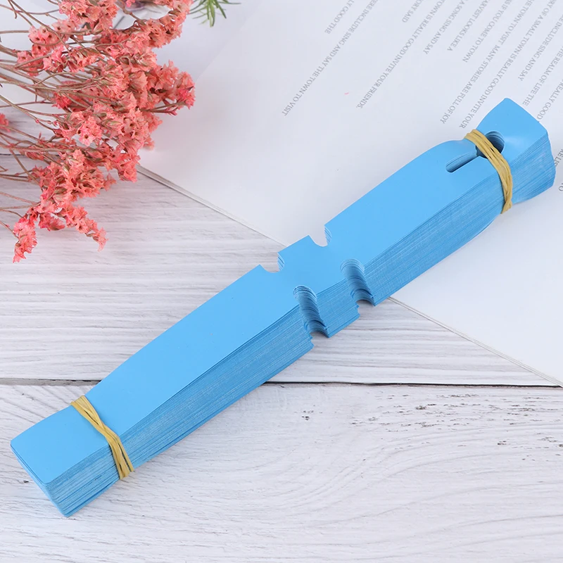 blue 100 шт Прочный сплошной цвет дерево орнамент вывеска наклейки для садоводства карточка для напоминаний бирка водонепроницаемый кольцо набор маркеры для растений многоразовые - Цвет: blue