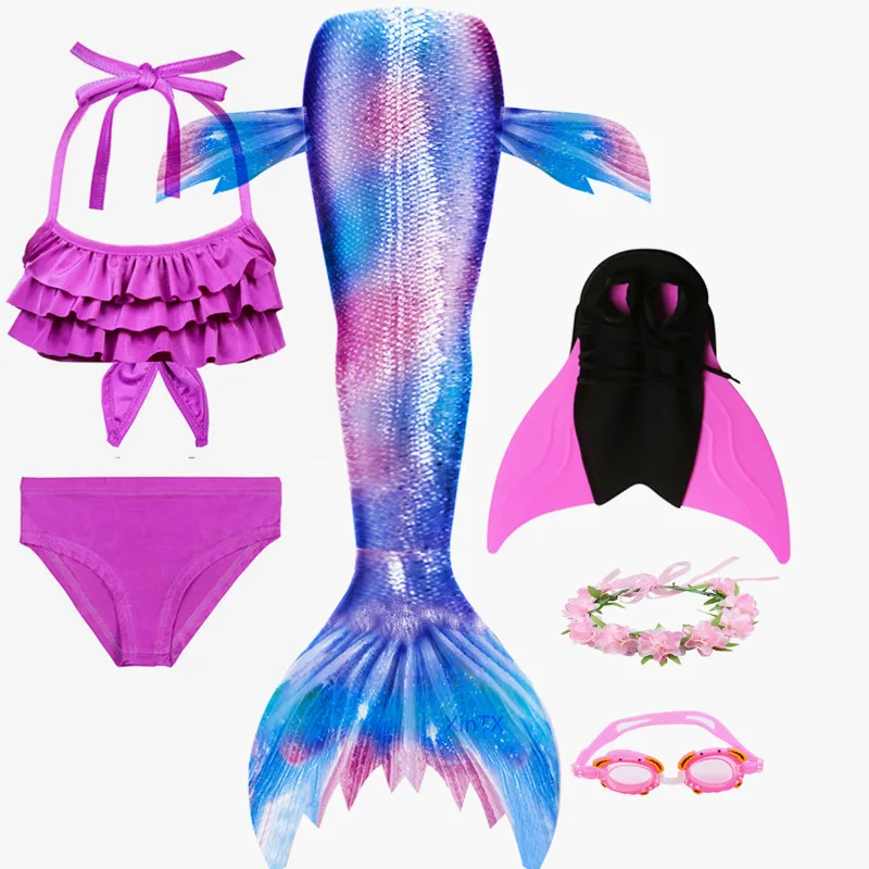 

2019 NEW Kids Mermaid Swimsuit Bikini With Flipper Monofin For Swim Child's Bathing Suit Dress for Girls Swimwear Clothing