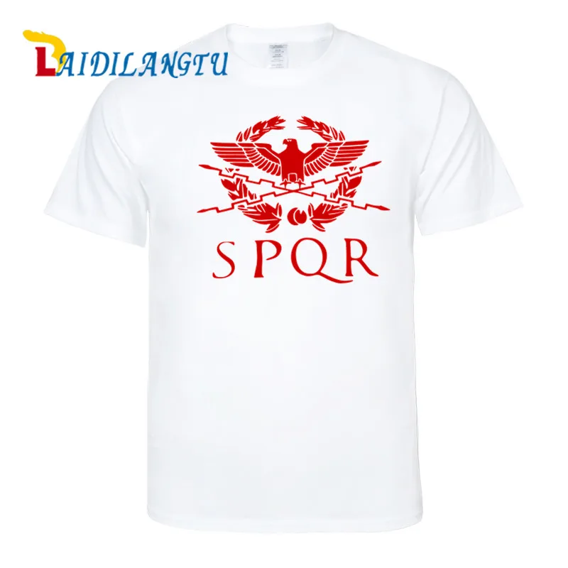 Мужские футболки мода 2018 SPQR римские гладиаторы Императорский золотой Орел