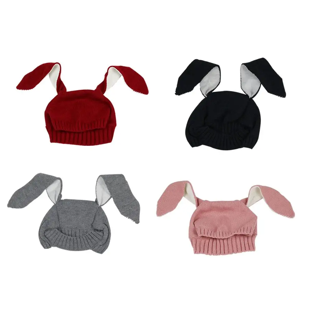 

Rabbit Ears Baby Hats Soft Warm Hats Cute Toddler Kids Knitted Woolen Bunny Beanie Caps For Unisex Baby 0-3Y Newborn Photo Props