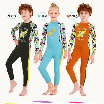 

2.5MM SCR Jumpsuit Wetsuit Swimsuit Kids Long Sleeve Swim Warm Snorkeling Swimsuit girls Boys student Beach surfing clothes