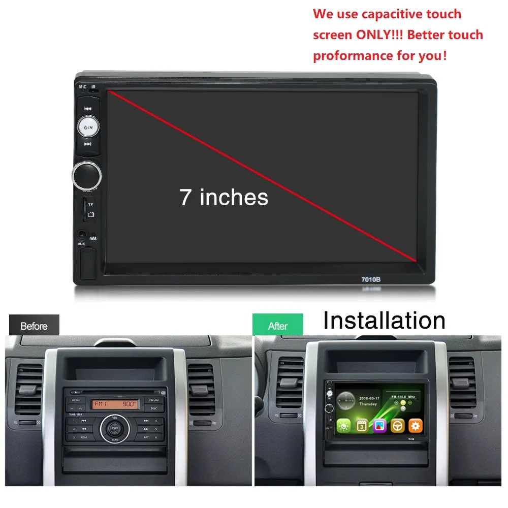 US $27.47 2 Din Car Radio 7 Touch Screen 7010b Bluetooth Stereo With