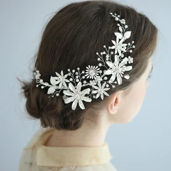 

2020 Fashion Big Metal Flower Wedding Hair Jewelry Floral Bridal Hair Clip Handmade Women Prom Headpiece