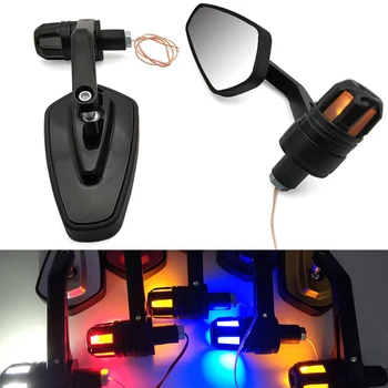 

Hot Motorcycle Rearview Mirror With LED Signal Light Handle Mirror For Kawasaki ZX7R ZX9 ZX6 ZX9R ZXR400 ZZR600 ZX10R ZX12R 2020